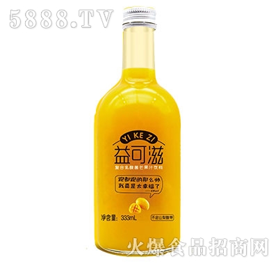 益可滋玻璃瓶发酵复合乳酸菌芒果汁333ml