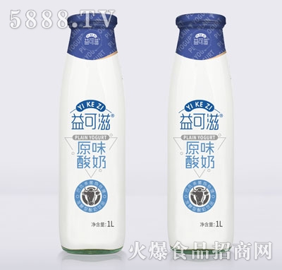 益可滋玻璃瓶发酵酸奶原味1L