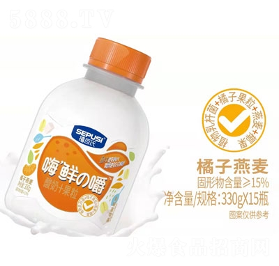禧百氏嗨鲜の嚼酸奶果粒乳酸菌饮品橘子燕麦瓶装330g