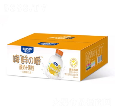 禧百氏嗨鲜の嚼酸奶果粒乳酸菌饮品黄桃燕麦330g×15瓶