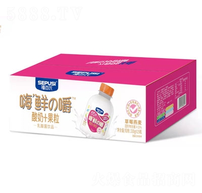 禧百氏嗨鲜の嚼酸奶果粒乳酸菌饮品草莓燕麦礼盒330g×15瓶