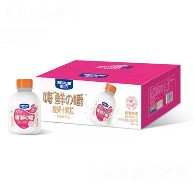 禧百氏嗨鲜の嚼酸奶果粒乳酸菌饮品草莓燕麦330g×15瓶