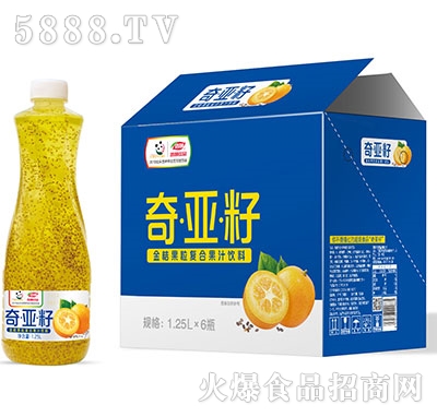 浩明奇亚籽金桔果粒复合果汁1.25Lx6瓶