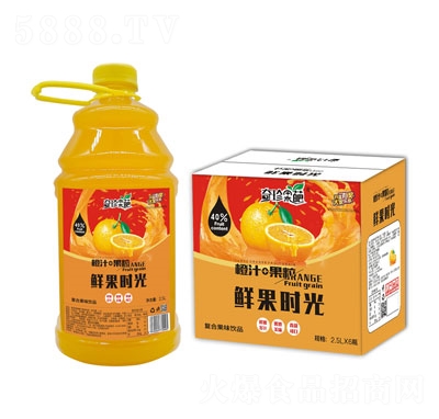 奇珍�葩橙汁+果粒复合果味饮品2LX6
