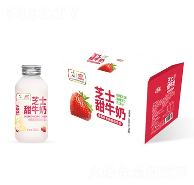 浩明芝士甜牛奶草莓味发酵酸奶饮品320mlX15