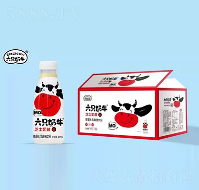六只奶牛芝士奶昔草莓味乳酸菌�品420mL×15瓶箱�b