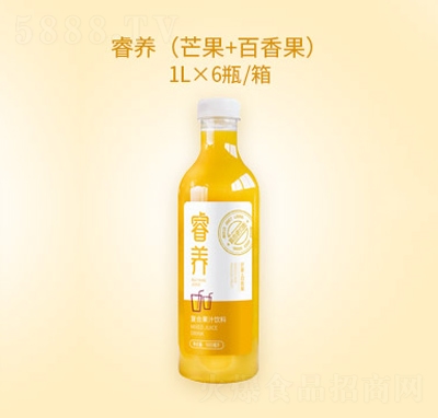 睿养瓶装饮料芒果+百香果复合果汁1L×6瓶