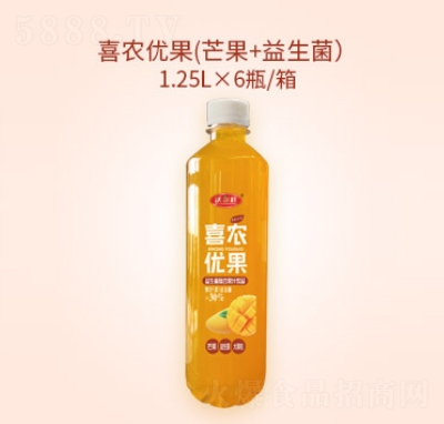 沃尔旺喜农优果芒果益生菌复合果汁1.25L×6瓶