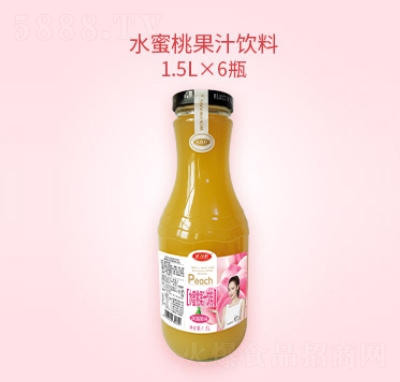 沃尔旺果汁饮料水蜜桃汁1.5L×6瓶
