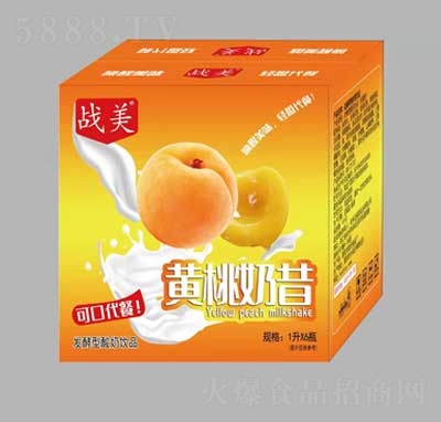 战美黄桃奶昔发酵型酸奶饮品1升X6瓶