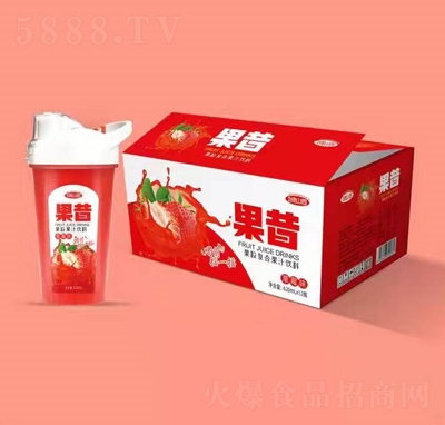 绿山园果昔果粒复合果汁饮料草莓味620ml×12