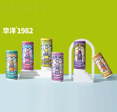 华洋1982老广州风味果汁汽水桔子+荔枝+凤梨+白桃樱花+桂花乌梅+橙子味330ml