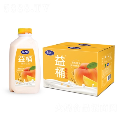 完达山益桶酸奶饮品黄桃酸奶益生菌发酵1kgX6瓶