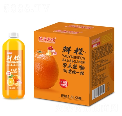 摇摇潮饮益生菌发酵鲜橙汁1.5LX6瓶招商代理