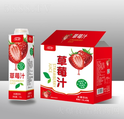 绿山园果汁饮料水果饮料草莓汁1.5L×6