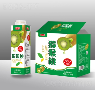绿山园果汁饮料水果饮料猕猴桃汁1.5L×6