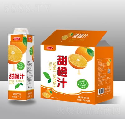 绿山园果汁饮料水果饮料甜橙汁1.5L×6