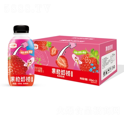 京智源果粒奶捞乳味饮料草莓味420mlX15