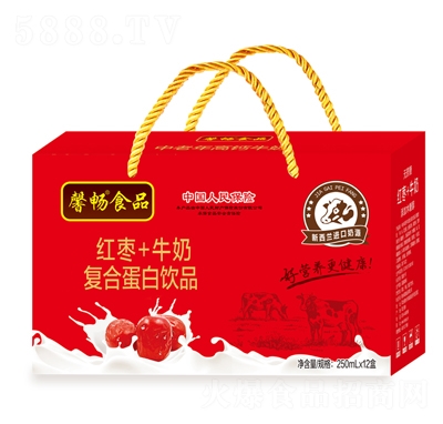 馨畅食品红枣+牛奶复合蛋白饮品250mlX12盒