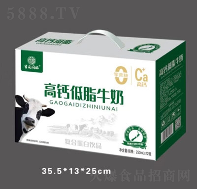 吉庆同福高钙低脂牛奶250mlX12