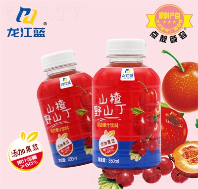 龙江蓝山楂野山丁复合果汁饮料350ml瓶装招商