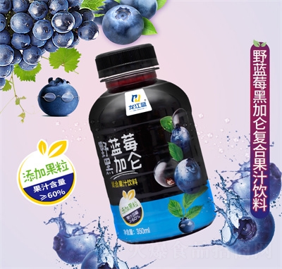 龙江蓝野蓝莓黑加仑复合果汁饮料350ml瓶装