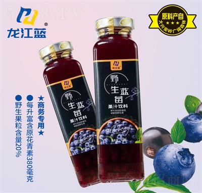 龙江蓝野生蓝莓果汁饮料420ml瓶装