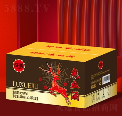 战美鹿血酒110mlX6杯X3盒