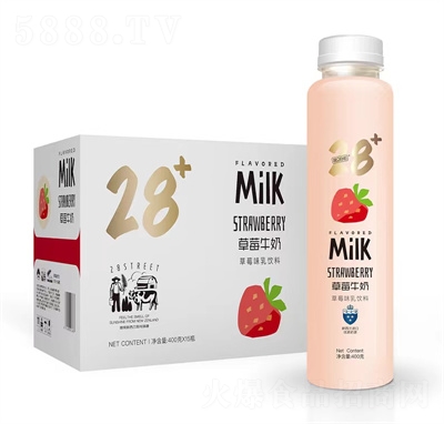 第28街果汁牛奶果奶乳饮料草莓味400克×15瓶