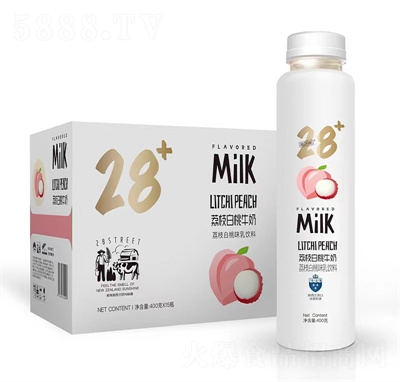 第28街果汁牛奶果奶乳饮料荔枝白桃味400克×15瓶